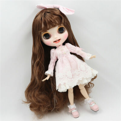 12 Blythe doll Nude brown hair Hand Painted face Canine teeth Factory Joint Body