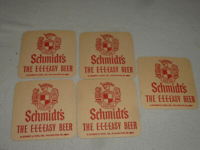 VINTAGE 1970S COASTER LOT SCHMIDTS THE EEEEASY BEER SINCE 1860 NOS NEW SCHMIDT 