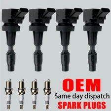 4X OEM Ignition Coil & 4X Iridium Spark Plugs For Hyundai Kia 2.0L 2.4L L4 UF764