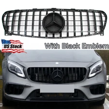 Black Front Grille Grill W/Emblem For Mercedes Benz X156 2018-2020 GLA250 GLA200