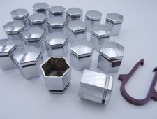 20x Kappen Abdeckkappen Radschraubenkappen SW19 Chrom für Radschrauben 19B1