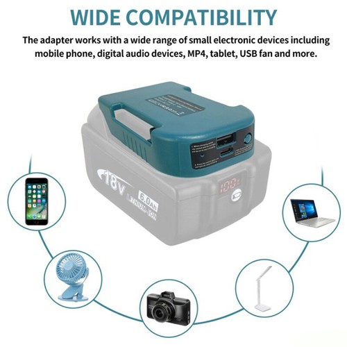 1PC For Makita 18V With USB With Type-C Battery Holder Charger Adapter
