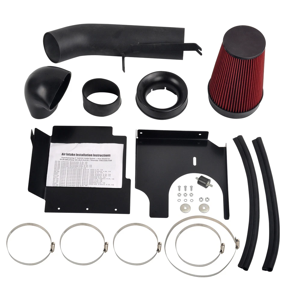 Kits de tubos de admisión de aire frío y tubo de escape para 99-06 GMC/Chevy 4.8/5.3 V8 4"" Foto 3 de 4