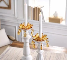 READ!! Set of 2 Amber Faceted Chandelier Bobeches by Valerie Parr Hill