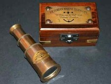 Brass Maritime Telescope with wooden Box 6'' Telescope Spyglass Set of 5 Unit