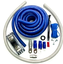 4000 WATTS BLUE 1/0 GAUGE AWG STRANDED POWER AMP KIT AMPLIFIER WIRING INSTALL