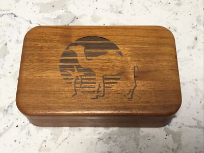 Wood Box Hinged Lid w/ Laser Cut Camel Palm Tree Design 5.5'' x 3.5'' x 1''