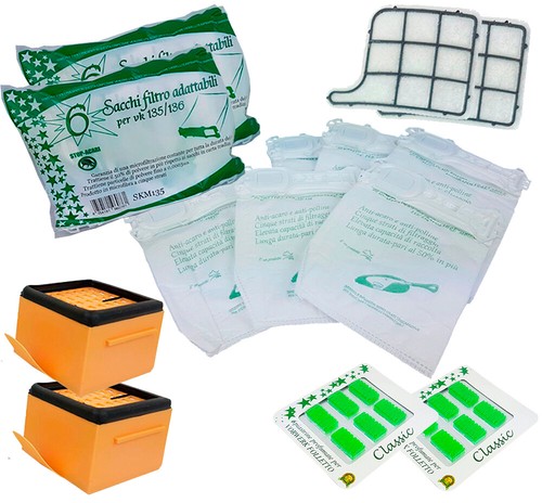 12 SACCHETTI FOLLETTO VORWERK VK 135 VK 136 12 PROFUMINI PINO E 4 FILTRI  VORWERK | eBay