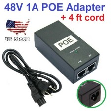 US 48V-1A Wall Plug POE Injector Ethernet Adapter IP Phone/Camera Power Supply