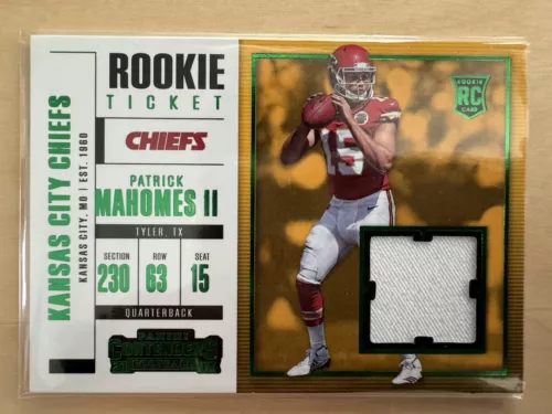 2017 Panini Contenders Patrick Mahomes Rookie Ticket Player Worn Jersey Card RC