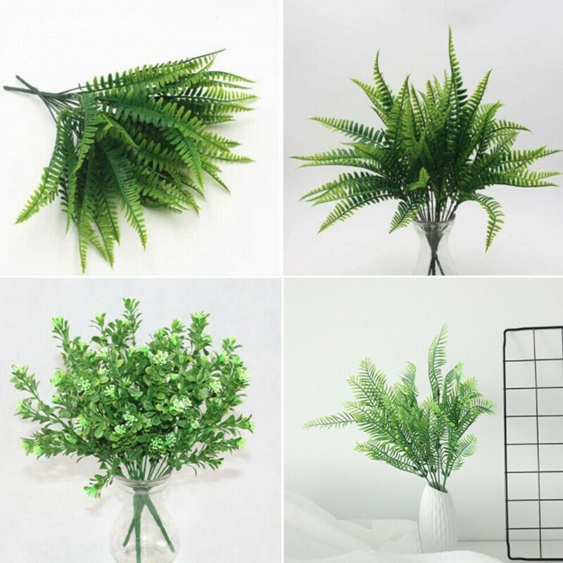 Artificial Plants Fake Leaf Foliage Bush Home Office Garden Wedding Decors .t2-image