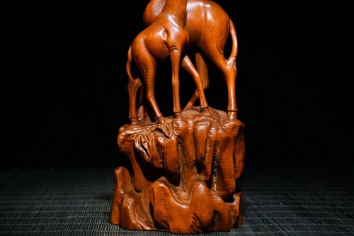 Collecting Wooden Giraffe Statue Boxwood Hand-carved Desktop ornaments and decor - Picture 4 of 9