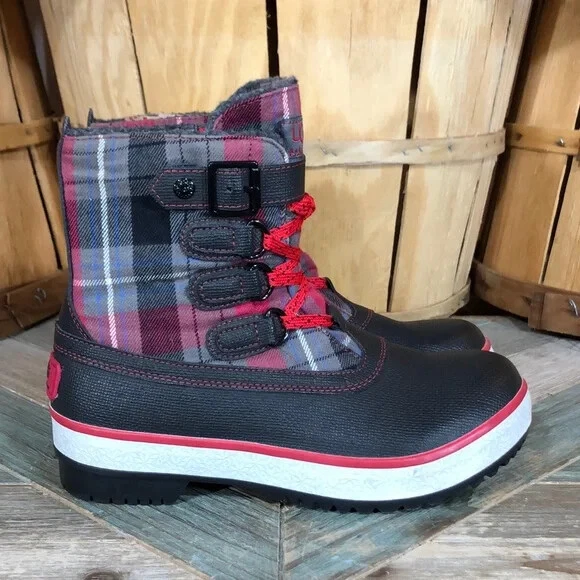 Stivali impermeabili UGG Decatur rosso nero lana flanella isolati 1001742 donna 6