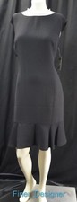 Ralph Lauren dress Women's black knee ruffle hem shift sheath dress 14 NWT NEW