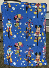 Vintage Disney Mickey  Friends Bike Comforter 1990s Reversible Blue Green Twin