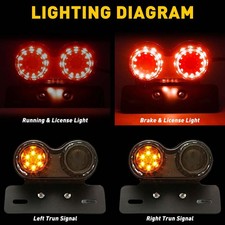 Motorcycle LED Turn Signals Brake Light License Plate Integrated Tail Light 2x