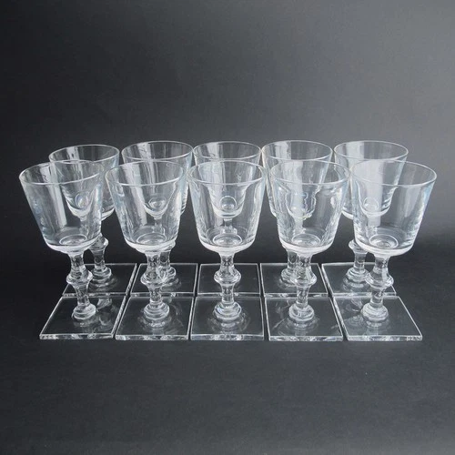 7846 by Steuben Glass 10 Claret Wine Glass Set Square Feet MCM Arthur Houghton