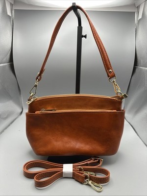 Divina Firenze Italy Lilia Orange/tan Genuine Leather Crossbody Shoulder Purse D