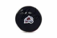 Nathan MacKinnon Signed Colorado Avalanche Logo Chrome Hockey Puck JSA COA
