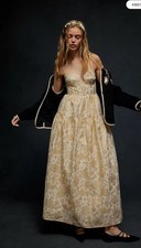 Free People Maison Amory The Windsor Corset Bustier  Metallic Maxi Dress S