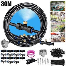 Misting Cooling System 98FT (30M) Misting Line + 30 Brass Mist Nozzles Garden US