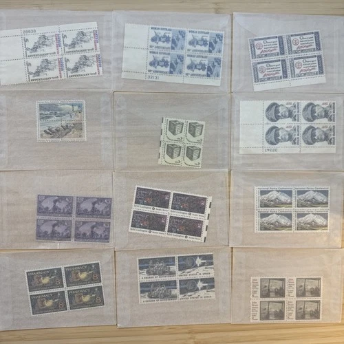 US Stamp Plate Block Lot 12 Blocks MNH MH Mint Collection Glassines Vintage