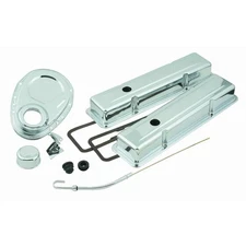 Mr Gasket Dress Up Kit 9834; Chrome Steel, Short V/C for 262-400 SBC