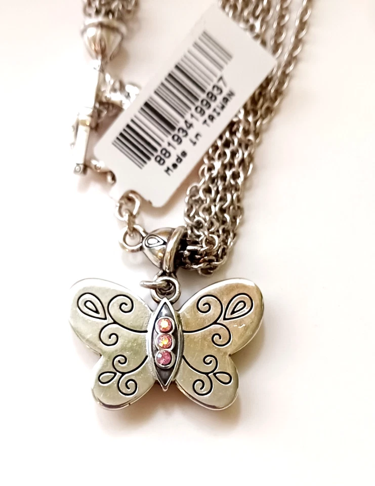 Brazalete Brighton Farfallina Mariposa Cristal Multistrand Placa Plata LEER 7" Foto 4 de 4