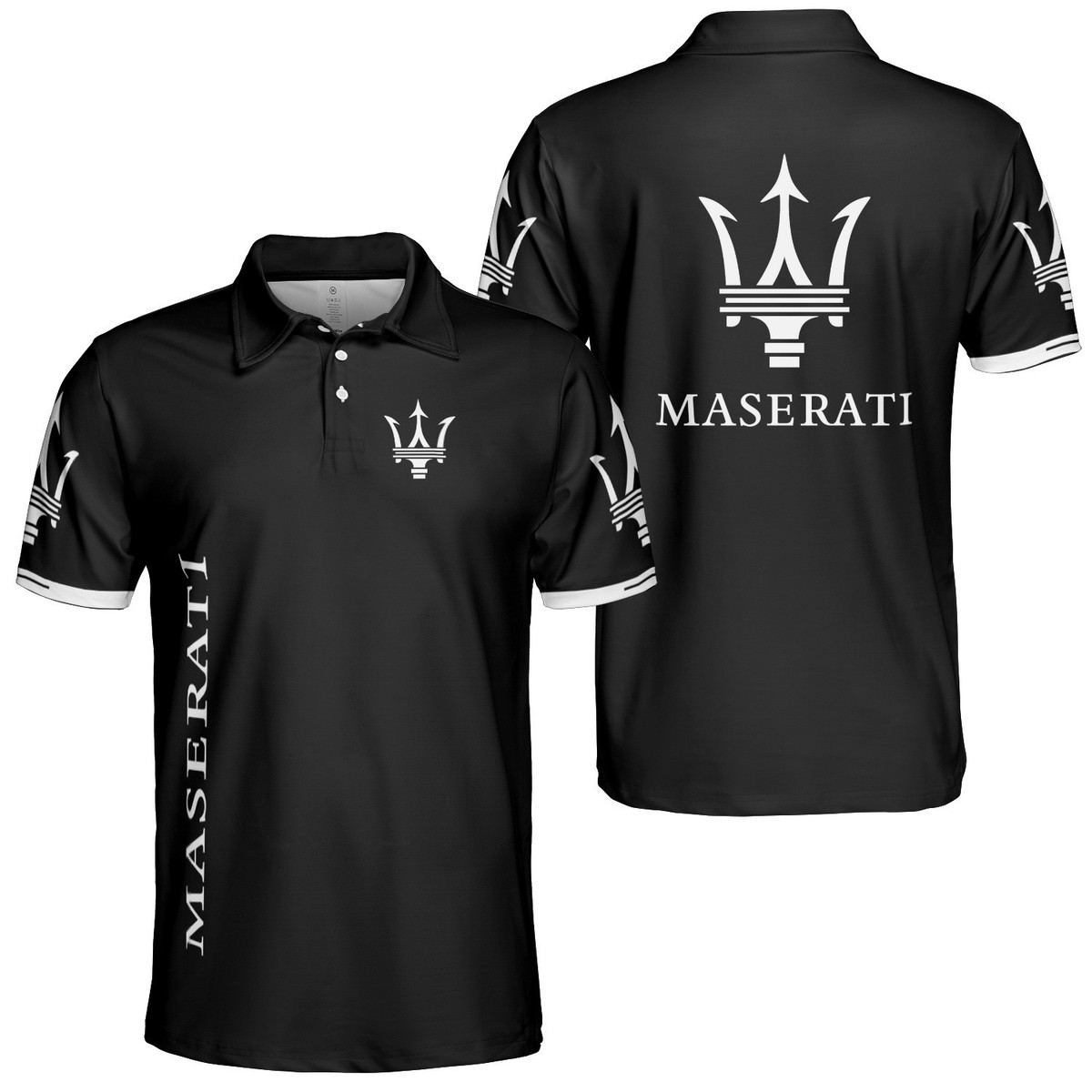 Custom Name Maserati Logo Black Men's Polo Shirt All Size S-5XL | eBay