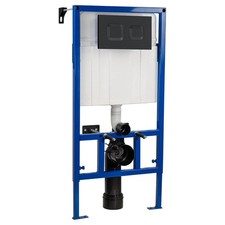 Wall Hung Toilet Frame 0.89m Low Height Concealed Cistern & Black Flush Plate