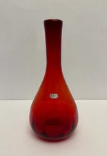 Vintage Rainbow Art Glass 10” Tall Vase with Original Sticker (Rare).