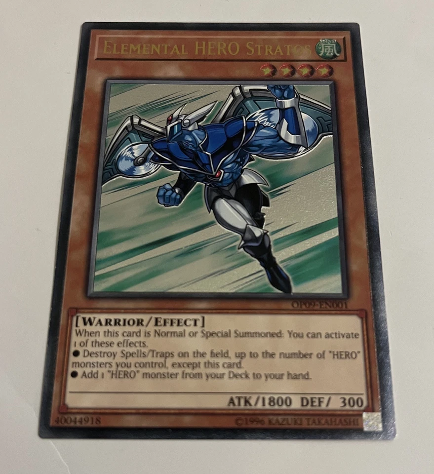 Elemental HERO Stratos Ultimate Rare OP09-EN001 - MINt/NM EURO Stamp On Back  - Image 2 of 4