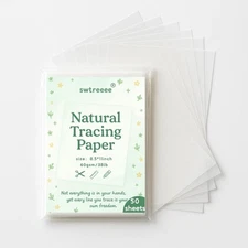 Natural Tracing Paper, 8.5x11 Inch, 50 Sheets, 60 GSM, Transparent Drawing Pa...