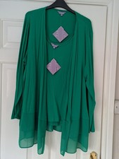 BNWT Michelle Hope (QVC) Emerald Green light 2 piece vest & cardigan  18 /20