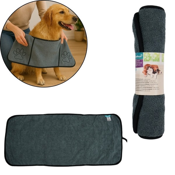 Haustier Handtuch Hundetuch Grau Hundehandtuch Mikrofaser Handeingriffe (000)-image