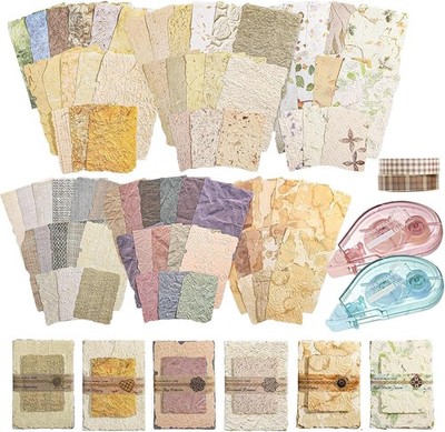 168 Pcs Vintage Scrapbook Paper Kit with Washi Tape for Crafting