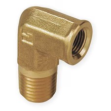 Parker 4-4 Se-B 90 Degrees Street Elbow Brass Pipe Fitting, 1/4 In Male Npt X