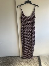 Portia  Scarlett Women  s Maxi Dress Size L Pink Black Sleeveless Scoop Neck Zip