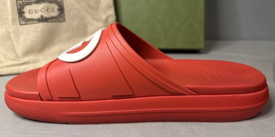 Gucci Interlocking G Red Slide Sandals Men’s Size 11 (US 11.5) Authentic - Image 4 of 4