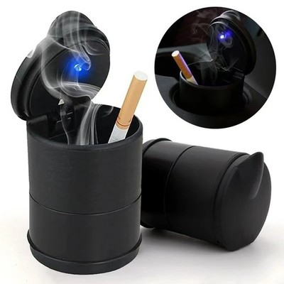 Car LED Ashtray Blue Light Cigarette Holder Portable Cup Ashtray