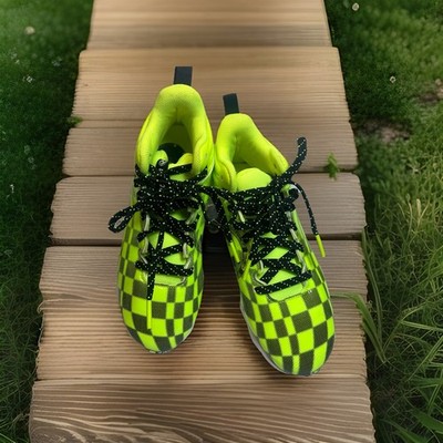 Under Armour Soccer Cleats Hi-Vis Neon Green-Black Checkered  Size 1Y