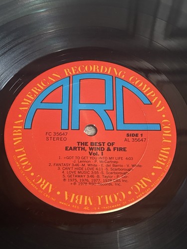 Earth Wind and Vinyl Record Best of Greatest Hits Volume 1 Vintage Music Album - Bild 4 von 5