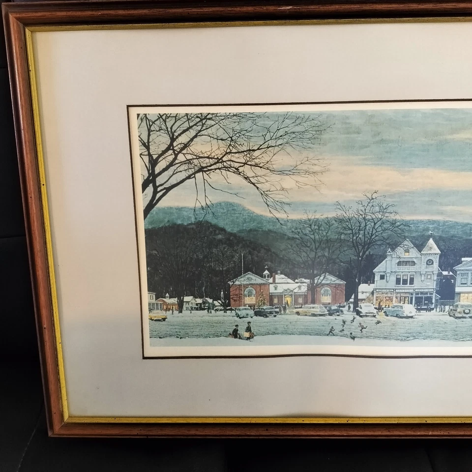 Norman Rockwell "Stockbridge, Main Street At Christmas" Signed 1967 Litho - Image 3 of 4