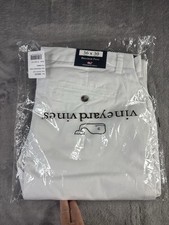 Pantalone uomo Vineyard Vines Breaker 36x30 bianco berretto chino classico elasticizzato casual