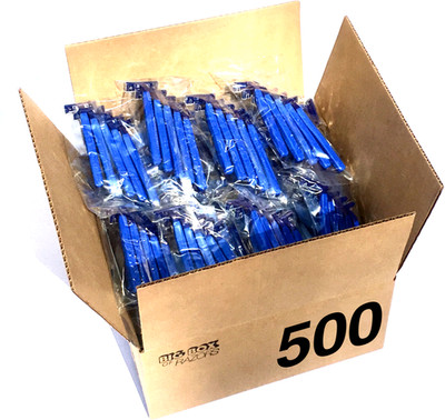 500 Twin Blade Blue Disposable Razors in Bulk - Professional or Home Use