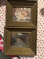 Vintage Mid-Century Foil Lithograph Prints By Ernest Uden Eng Countryside