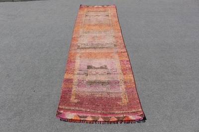 2,7x9,4 ft Herki Rug, Turkish Vintage Rug, Red Pink Patchwork Rug