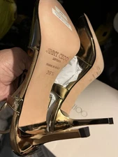 JIMMY CHOO PAXTON SEXY STILETTO GOLD LEATHER ANKLE-WRAP CLUB PARTY SHOES 36.5NEW