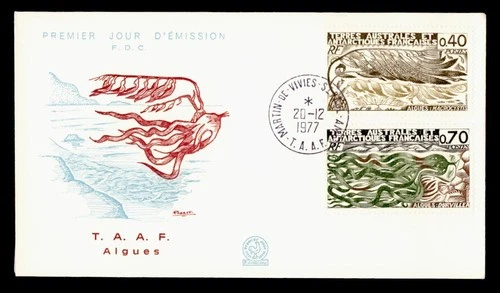 DR WHO 1977 FRENCH ANTARCTIC FSAT FDC ALGEA CACHET COMBO M70640