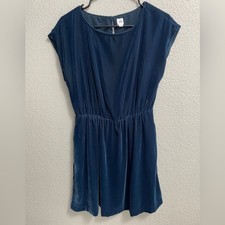 Gap Women's Blue Velvet Blouson Cap Sleeve Dress Size XS